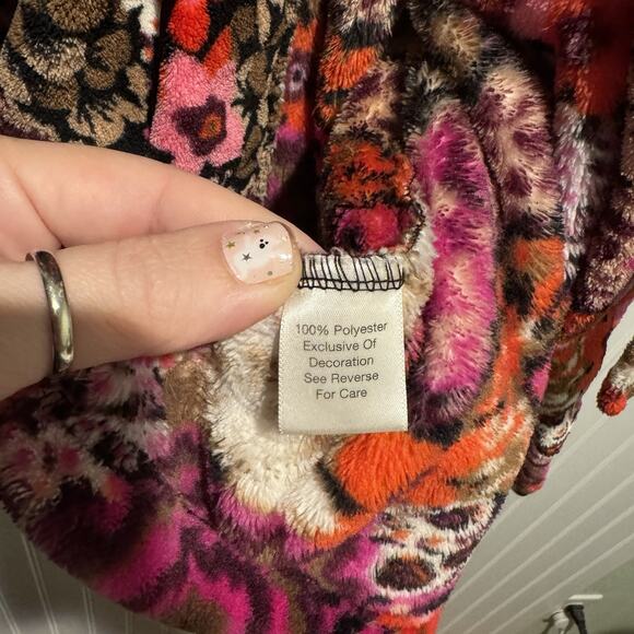 Vera Bradley Rosewood Floral Plush Robe Hooded Size Large XLarge - Picture 5 of 6